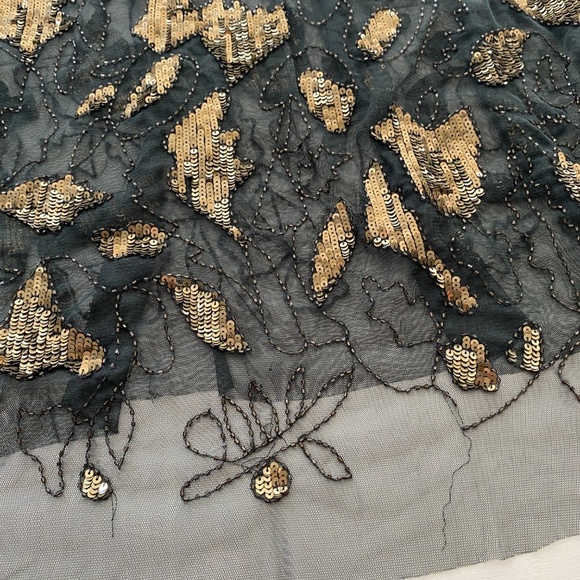 Free People NWOT Embellished Mesh Green Gold Beaded Sequin Tank Tunic Medium - Picture 4 of 12